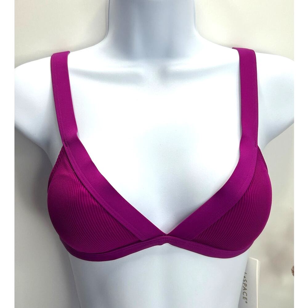 L*Space Farrah Triangle Ribbed Bikini Top Berry Women XS NWT